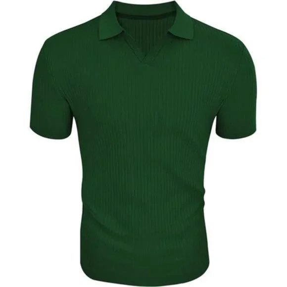 New Men's Muscle Shirts Slim Fit Ribbed Knit Green - Picture 2 of 8
